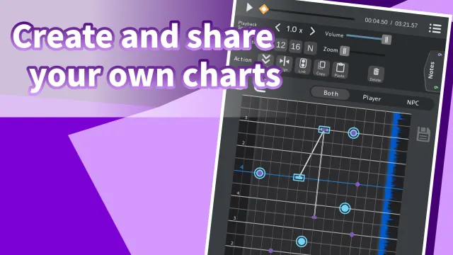 Chart editor screen: "Create and share your own charts"